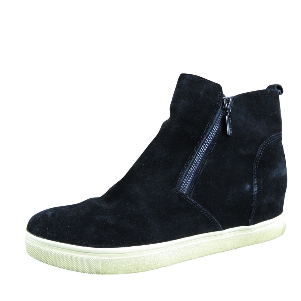 Blondo Women 7.5 Black Suede Hidden Wedge Ankle Boots Zip Casual Comfort